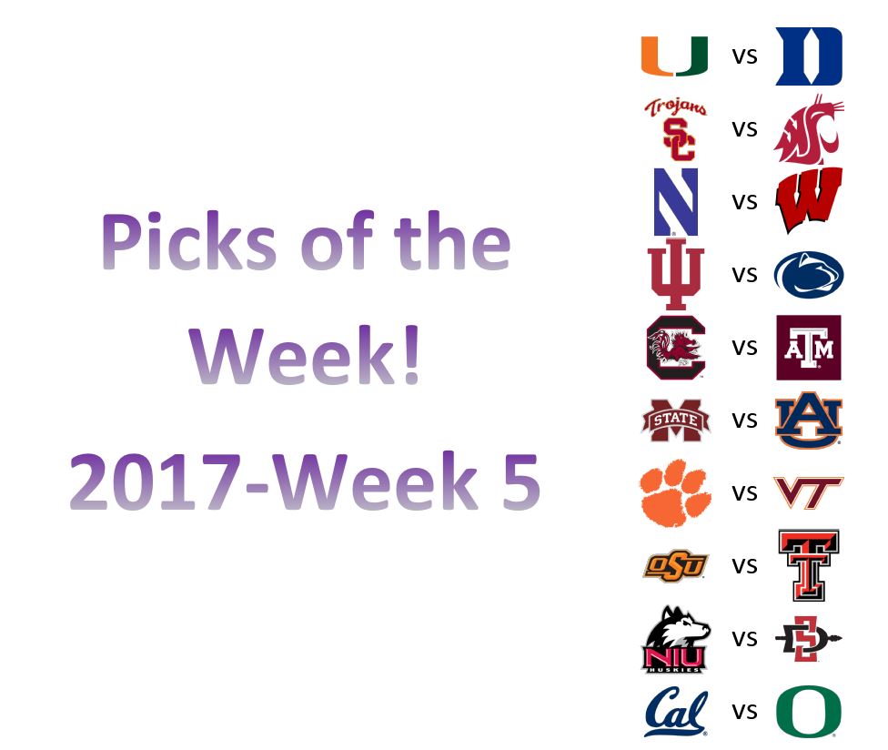 2017 – Week 5 Picks