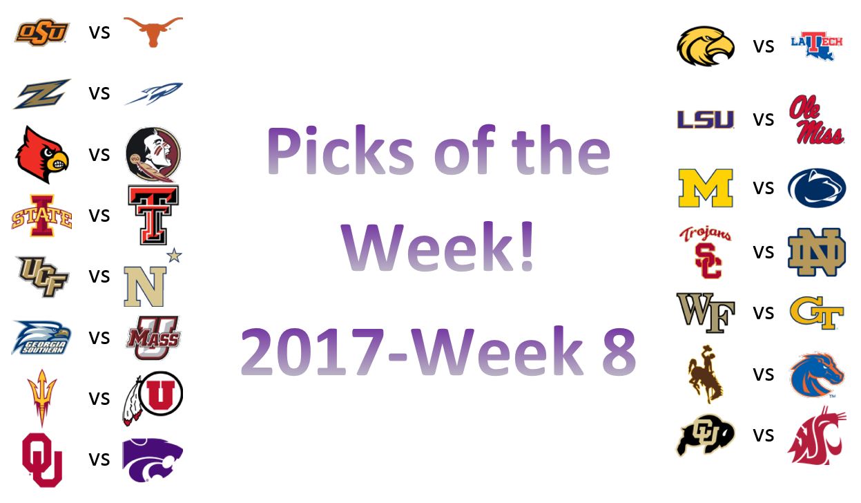 2017 – Week 8 Picks