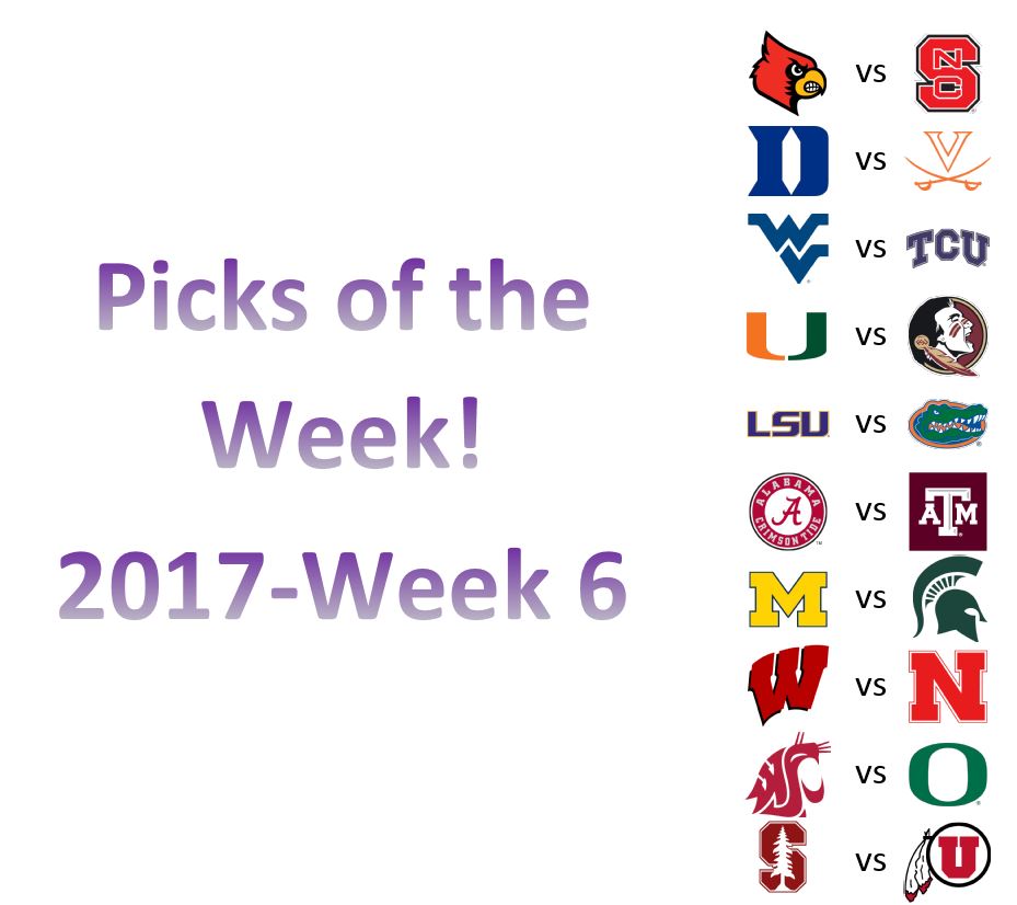 2017 – Week 6 Picks